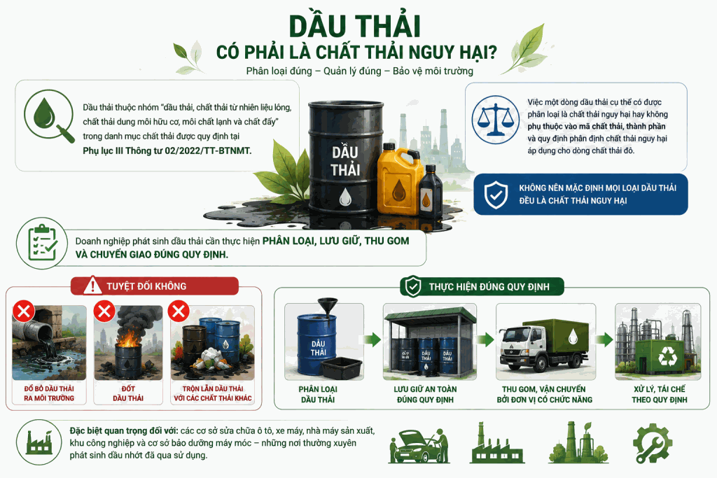 Dầu thải có phải là chất thải nguy hại không?