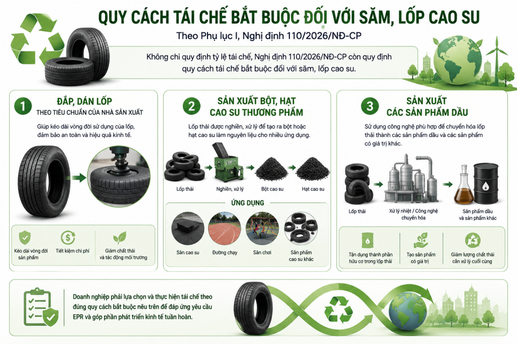 Ba hướng tái chế săm, lốp đáng chú ý