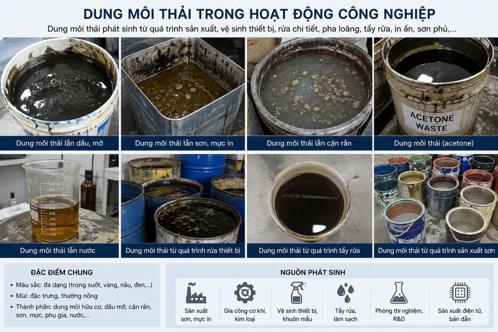 Dung môi thải trong hoạt động công nghiệp