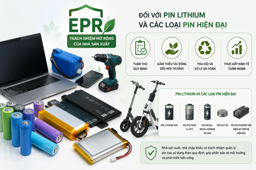 EPR đối với pin Lithium và các loại pin hiện đại