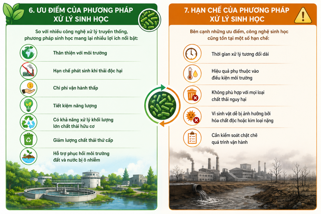 Ưu và nhược điểm của phương pháp xử lý sinh học đối với chất thải công nghiệp nguy hại:
