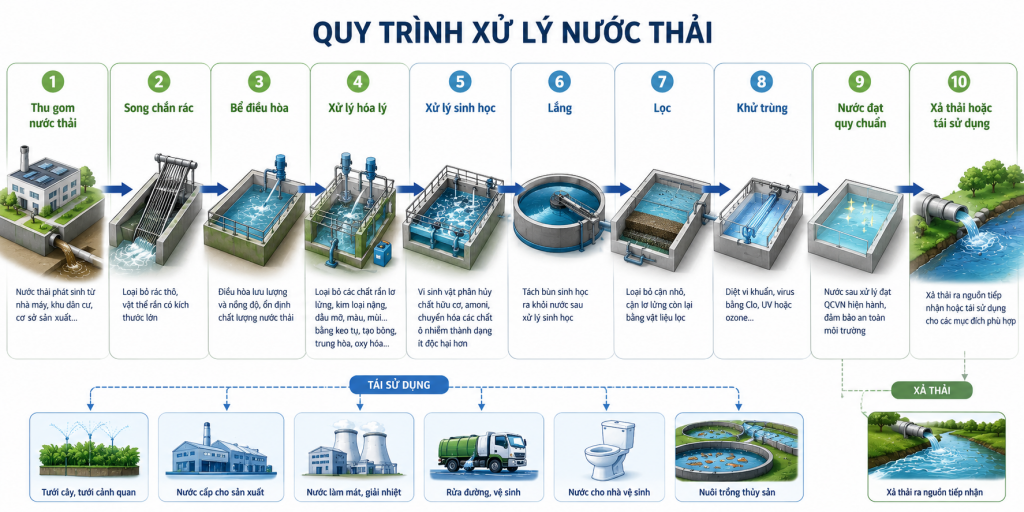 Quy trình xử lý nước thải điển hình