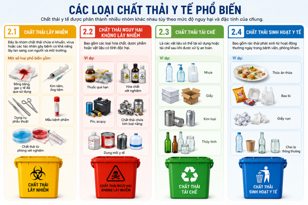Các loại chất thải y tế phổ biến