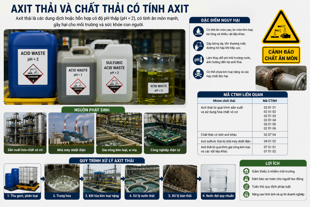 Đặc điểm của axit thải và chất thải có tính axit