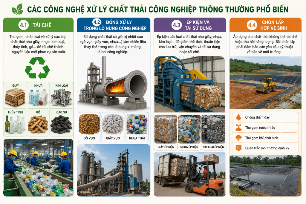 Các công nghệ xử lý chất thải công nghiệp thông thường phổ biến